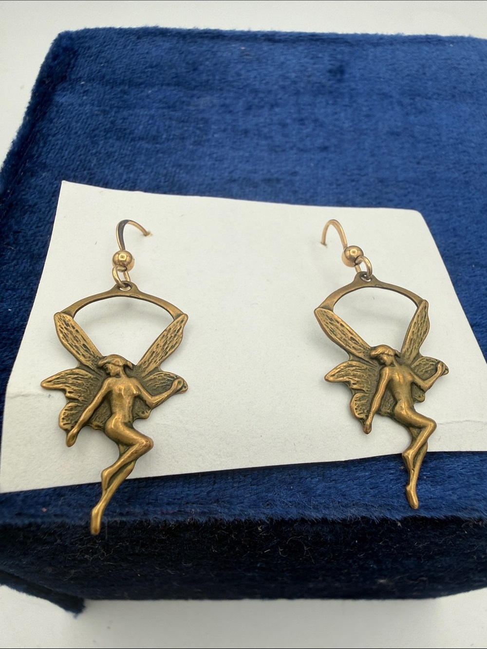 Antique Brass Fairy pixie Drop dangle  French hook earrings fantasy
